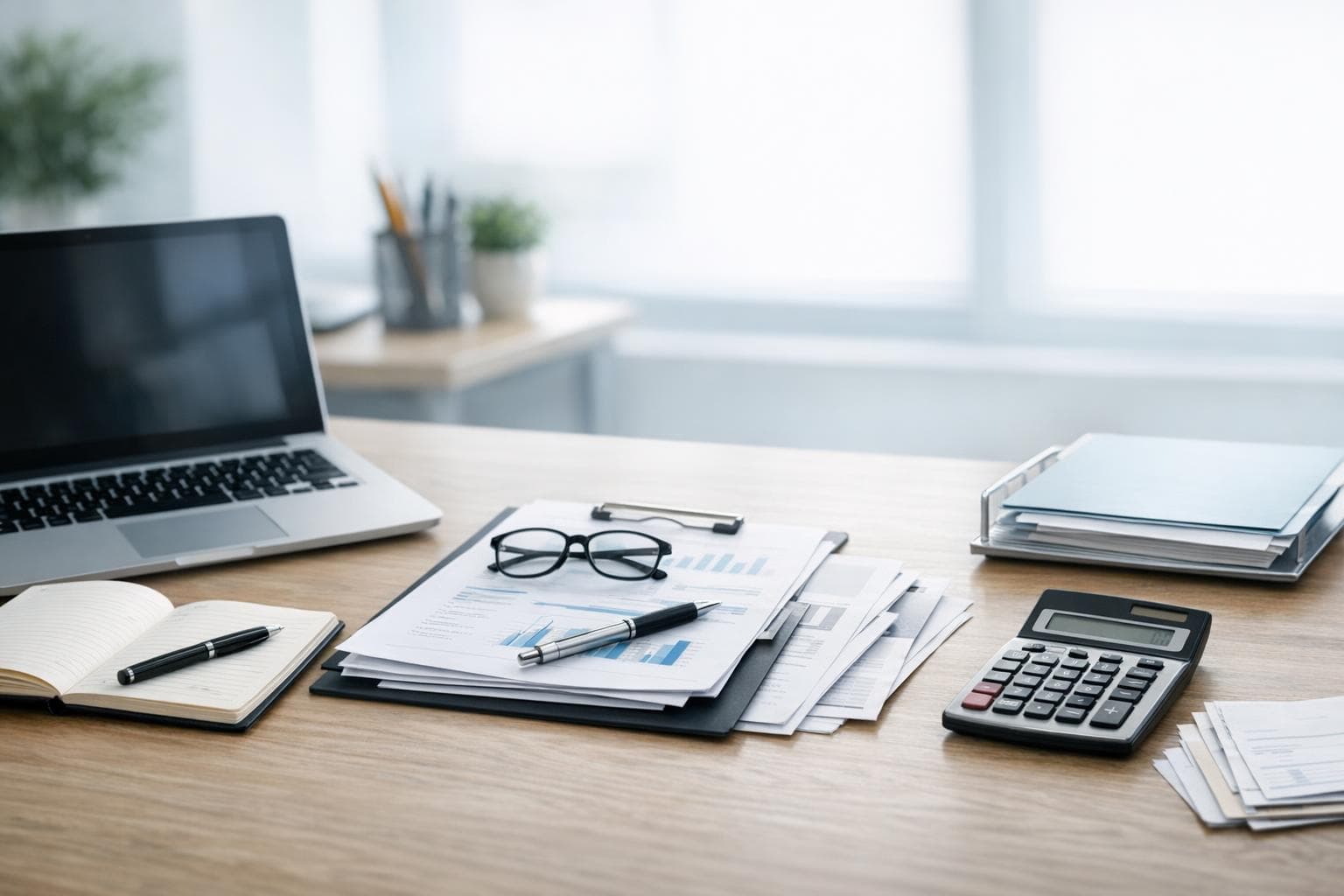 Tax planning documents and bookkeeping worksheet